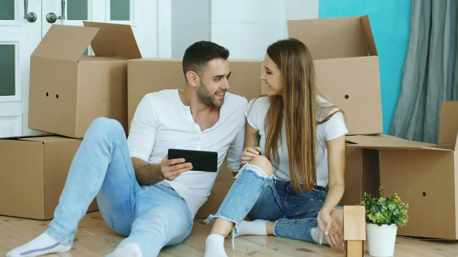 A couple using a tablet