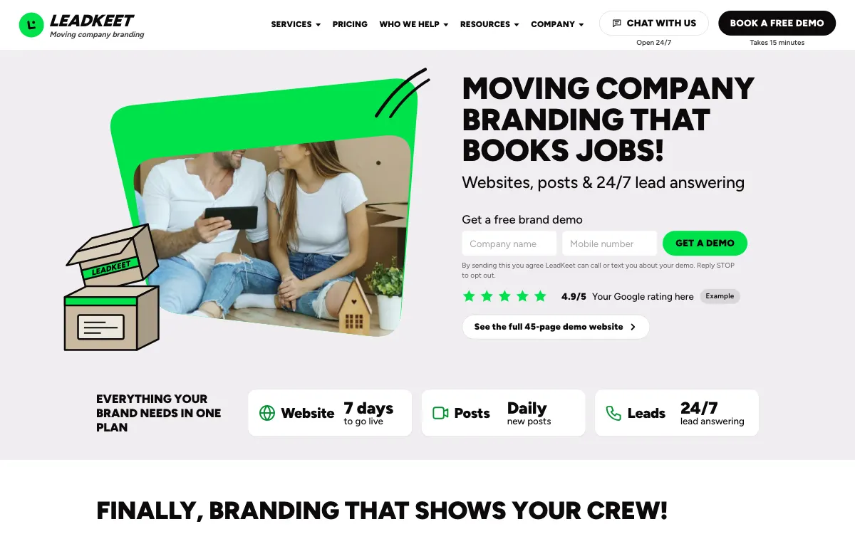 The Brightside moving company website template (opens in a new tab)
