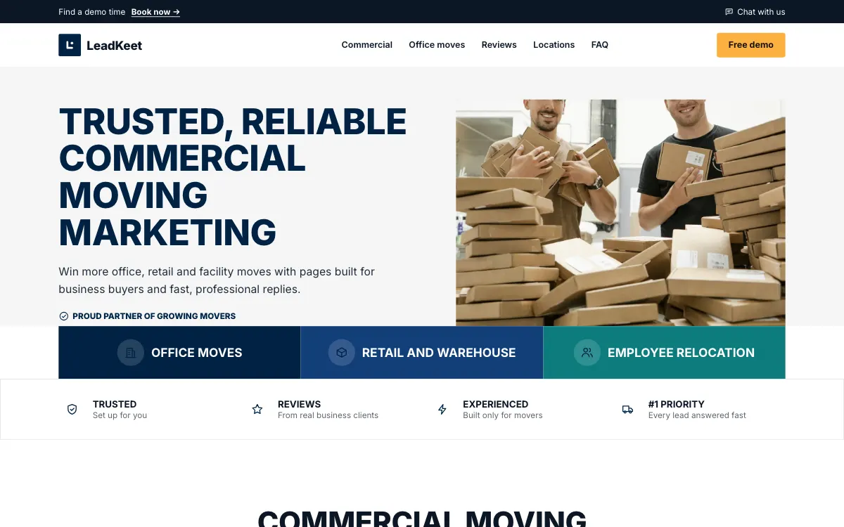 The Founders moving company website template (opens in a new tab)
