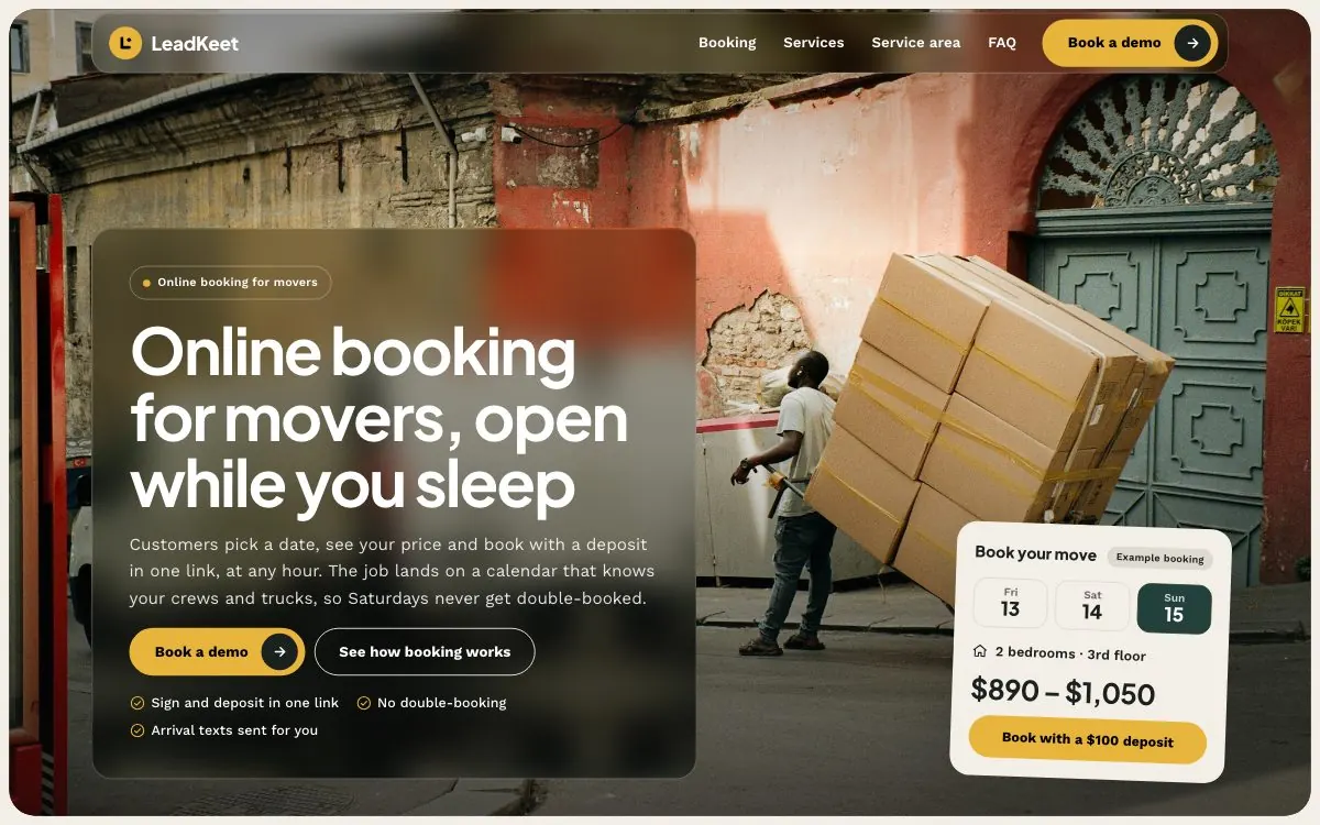 The Homestead moving company website template (opens in a new tab)