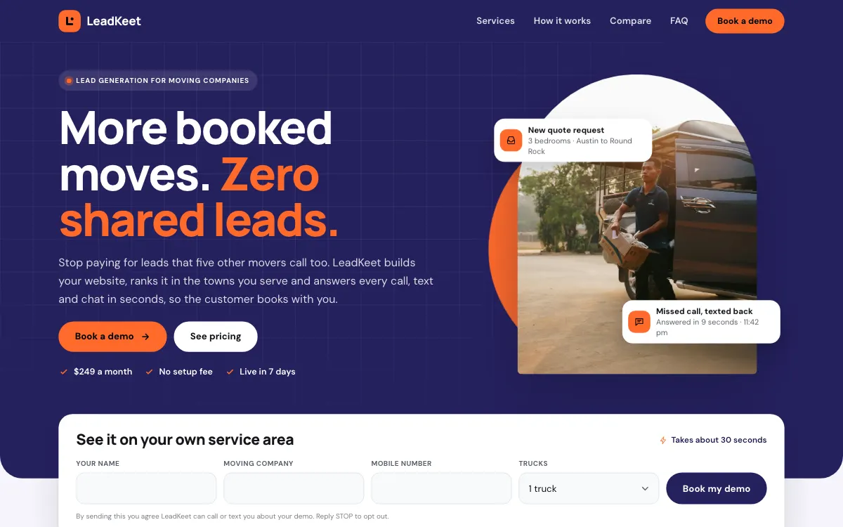 The Liftoff moving company website template (opens in a new tab)