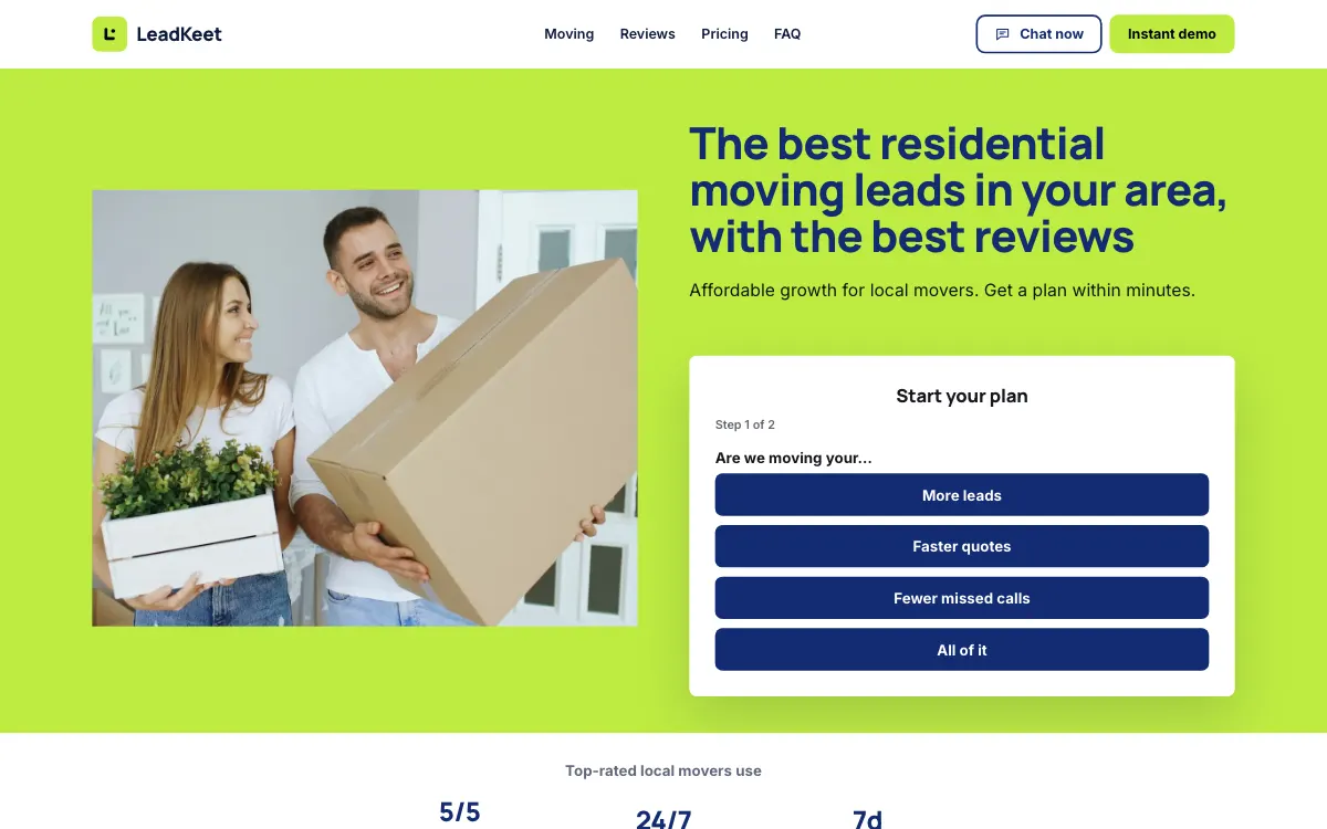 The Limelight moving company website template (opens in a new tab)