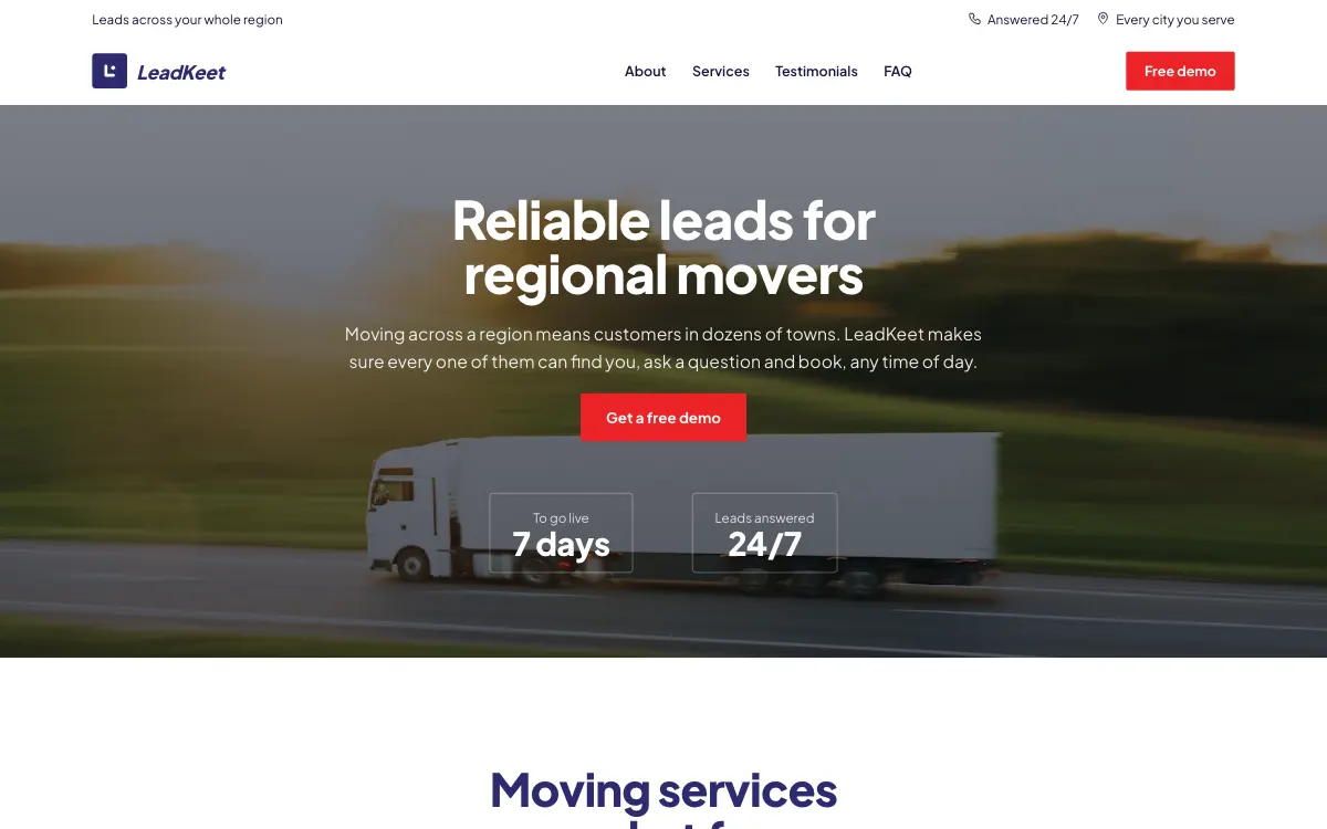 The Pledge moving company website template (opens in a new tab)