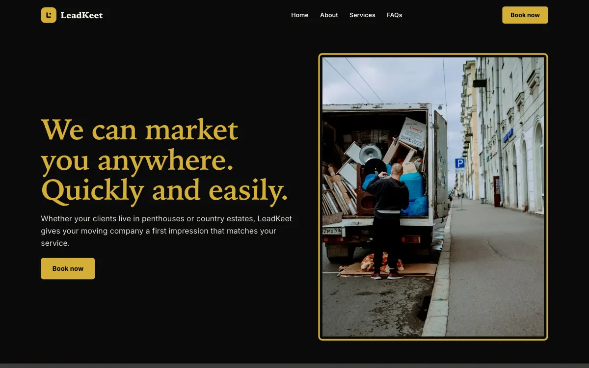 The Regent moving company website template (opens in a new tab)